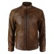 New Men's Distressed Brown Motorcycle Real Sheepskin Leather Jacket