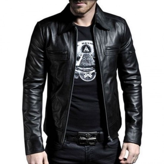 New Men's Genuine Lambskin Leather Motorcycle Jacket Slim Fit Biker Jacket