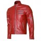 New Men's Silver Zipper Biker Red Leather Jacket