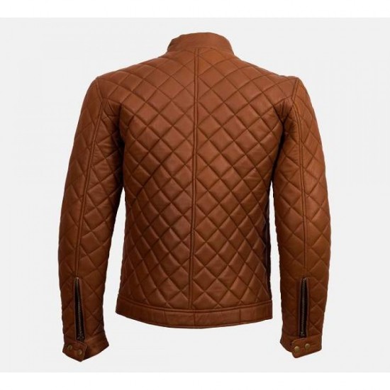 New Men's Trivor Tan Cafe Racer Jacket