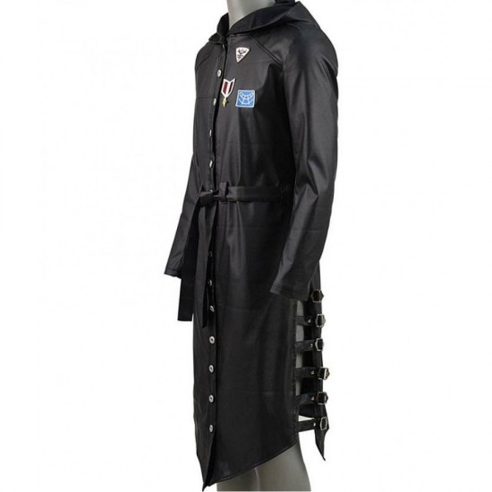 New Mens PUBG Leather Hooded Trench Long Coat