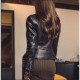 New Women's Black Biker Style Genuine Leather Slim fit Jacket