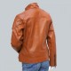 Reefer Look Women Tan Leather Jacket