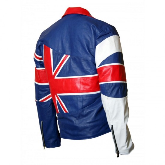 UK Union England Flag Biker Leather Jacket