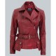 Victoria Womens Burgundy Moto Jacket