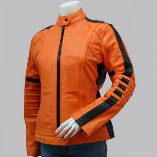 Women's Orange Leather Jacket