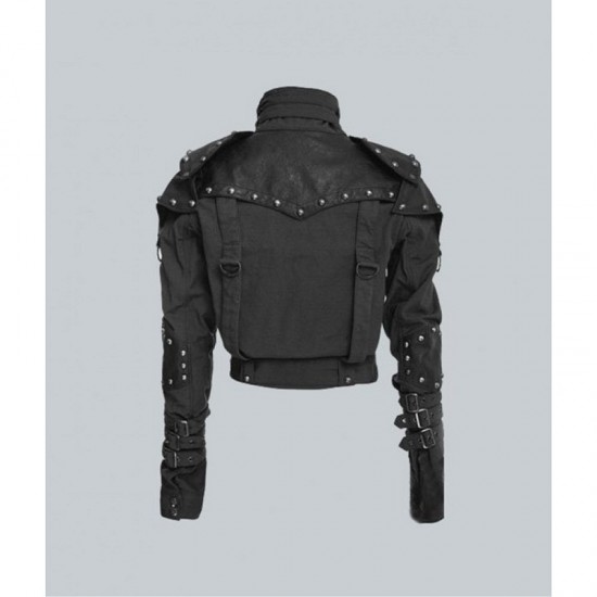 Womens Studded Military Cropped Jacket